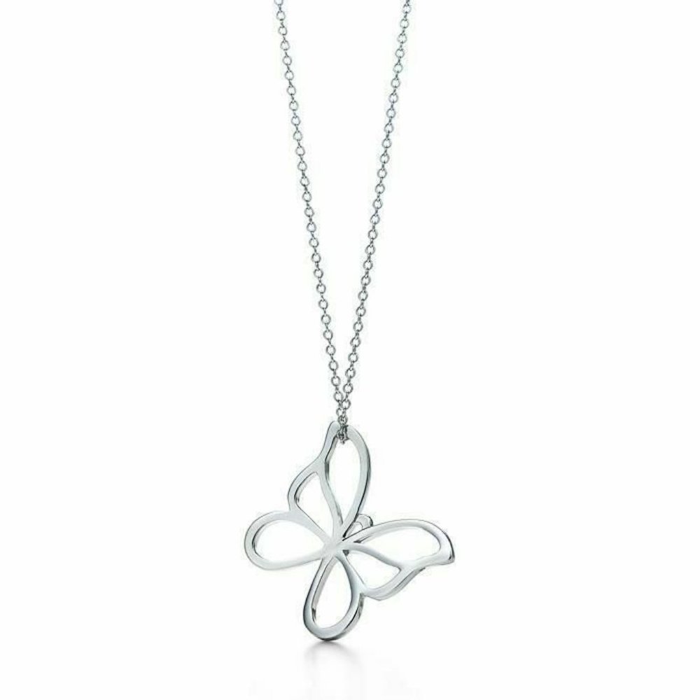 Tiffany & Co .925 Silver Butterfly Charm Necklace
